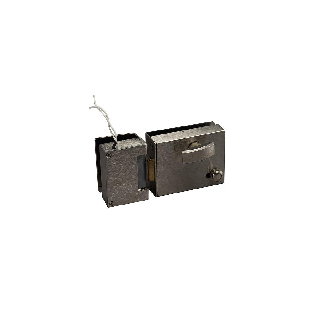 Art.3459-0   Pestillo con cerradura electrica para Vidrio bronce platil