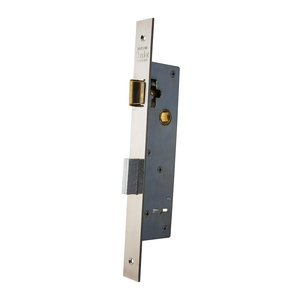 Art.2753/6170   Cerradura caja angosta pasador rectang doble paleta frente hierro niquel
