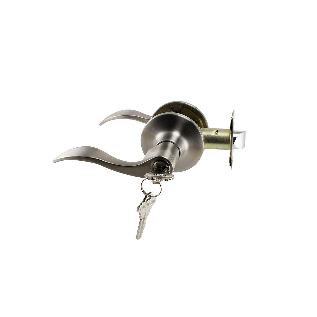 Art.8376/8174-01 Cerradura Pomo Picaporte Onda boton y llave acero
