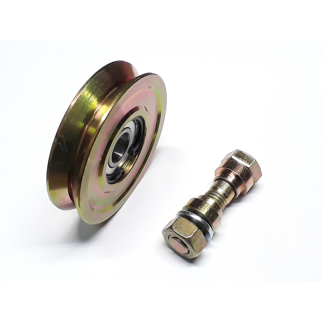 Art.1245/7397-01 Rueda  90 mm canal V con ruleman y tornillo