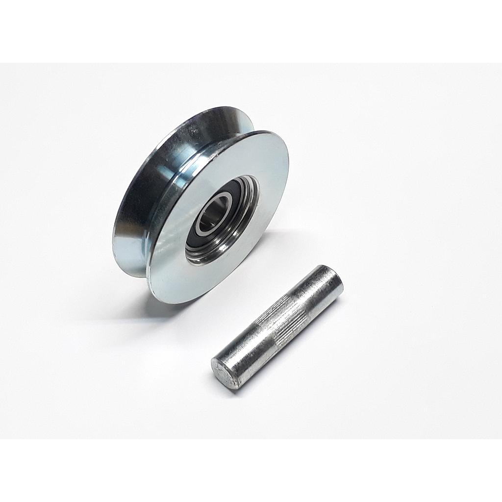 Art.1245/7396-02 Rueda 64 mm canal V con ruleman y eje