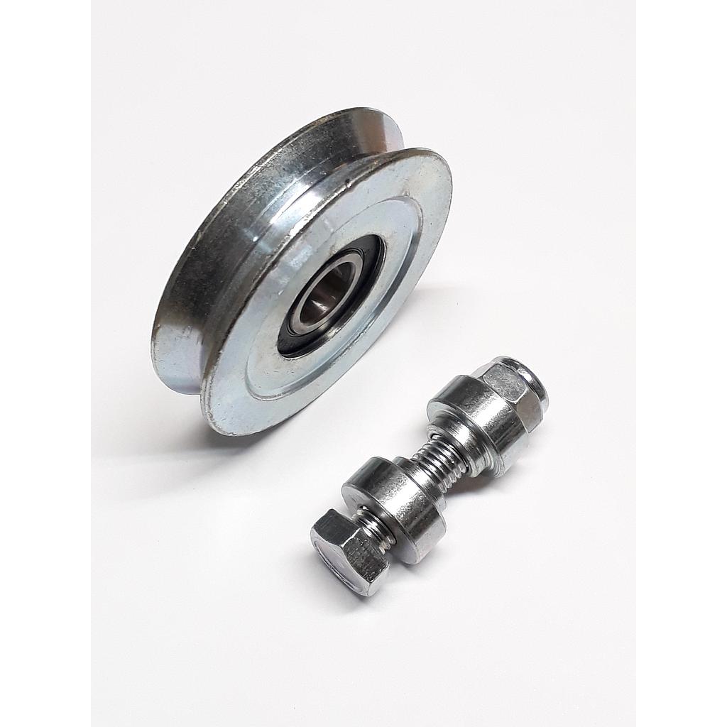 Art.1245/8708-01 Rueda 80 mm canal V con ruleman y rosca