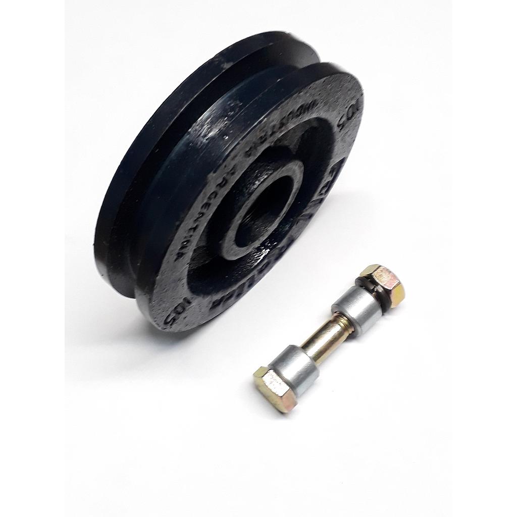 Art.1245/6634-03 Rueda 105 mm 1 ruleman canal cuadrado con rosca