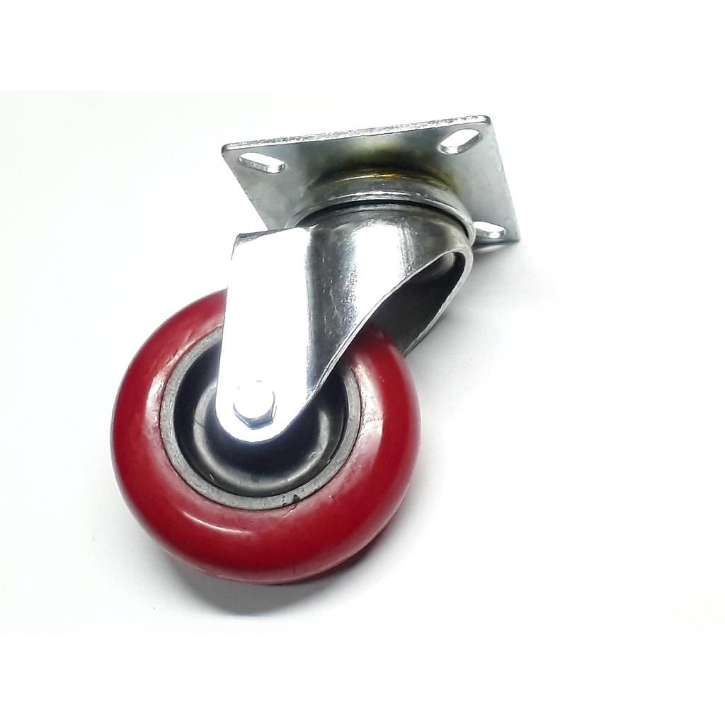 Art.7373/8813-01 Rueda 76 mm con base sin freno roja goma