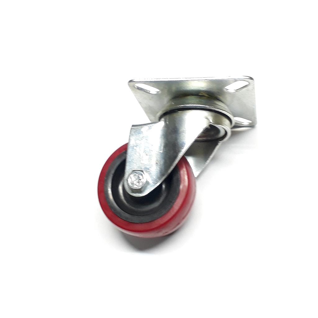 Art.8636-01 Rueda HG 50 mm mm con base sin freno roja goma