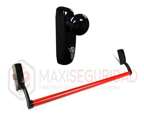 Art.4091/8639-01 Antipanico simple con pomo y cilindro multipunto rojo y negro