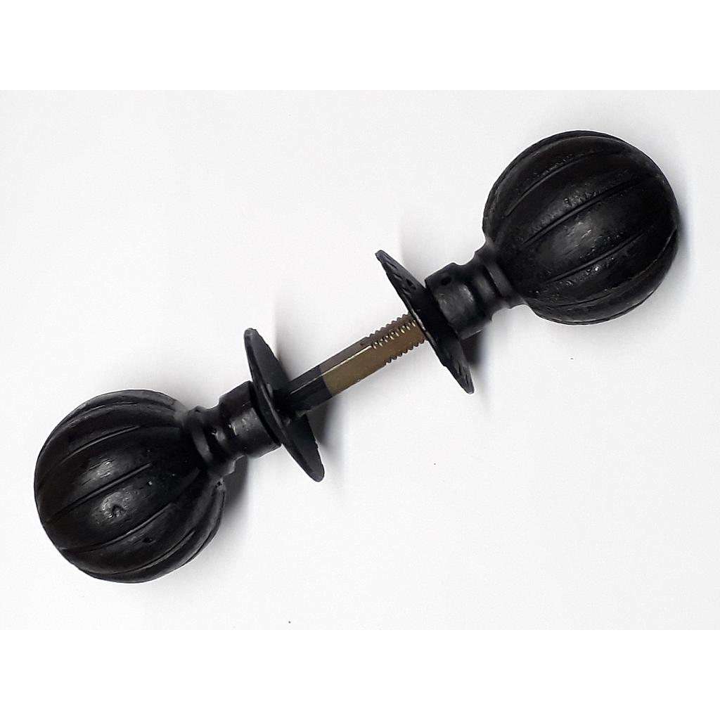 Art.3027-04-GDE Doble pomo 55 mm gajo con rosetas negro