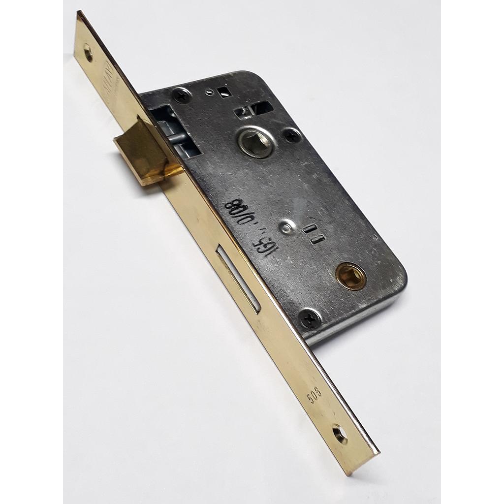Art.1459/4476-01 Cerradura pasador rectang de baño frente ancho hierro bronceado