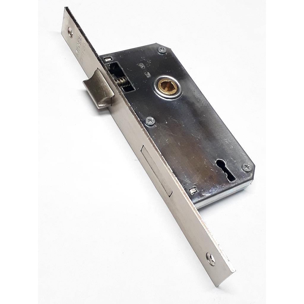 Art.1057/6969-01 Cerradura comun pasador rectang frente hierro satinado