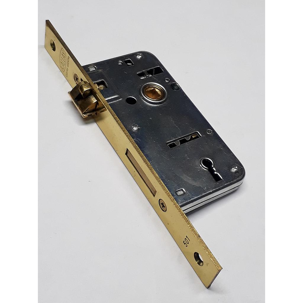 Art.1101/3260-01 Cerradura comun pasador rectang frente ancho bronce pulido Pestillo Partido