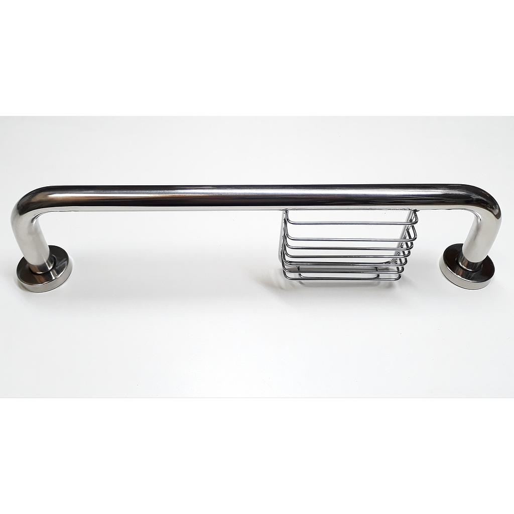 Art.8128/8124-04 Agarradera 450 mm con jabonera acero