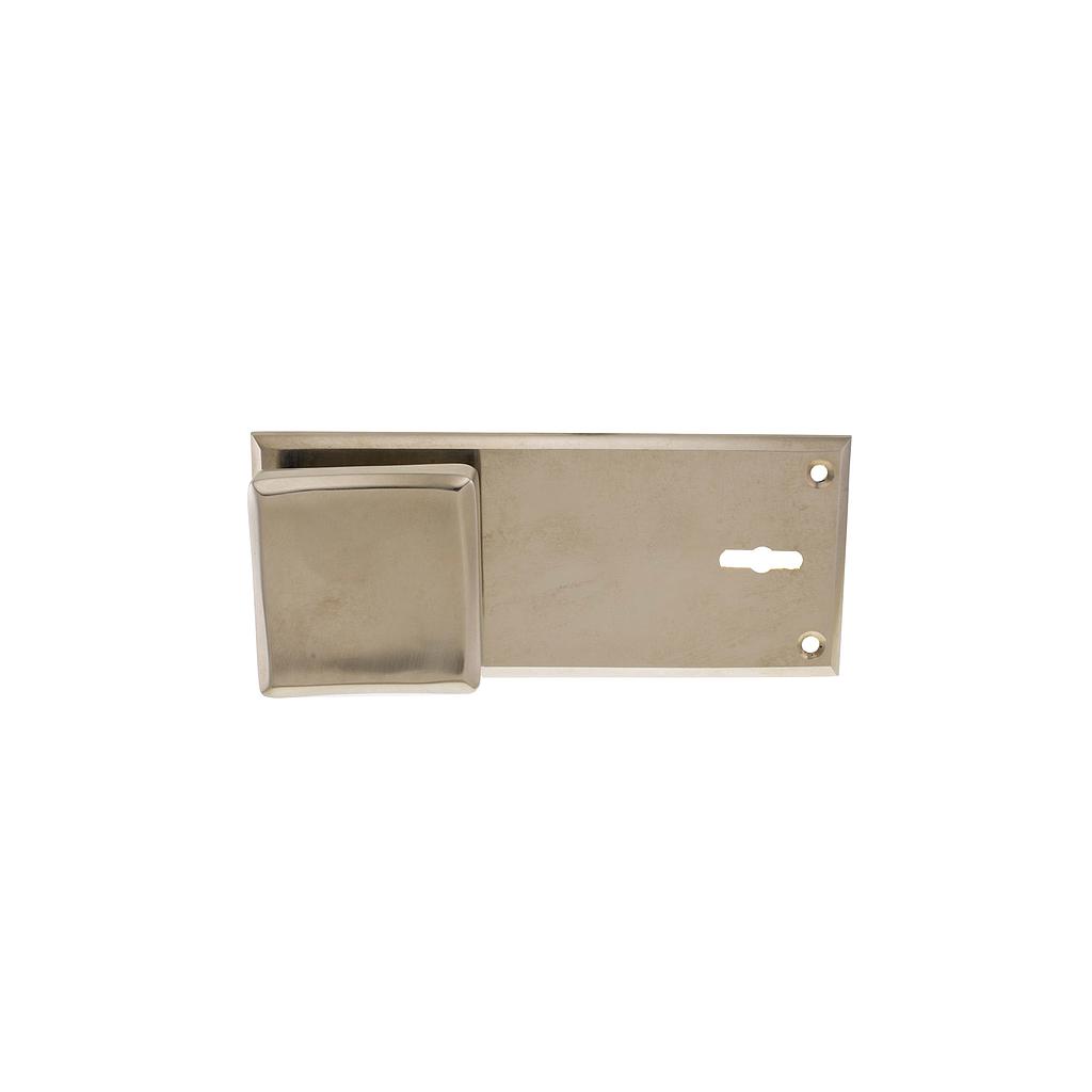 Art.3145   Pomo Cuadrado con plaqueta horizontal bronce pulido y platil