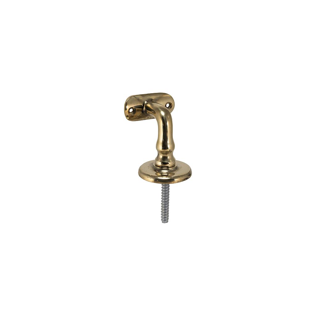 Art.1182/8106-01   Soporte pasamano curvo con roseta y tornillo de fijación bronce pulido y platil