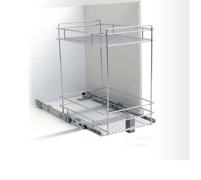 Art.8284-17   Canasto 2 niveles con correderas 360x530x450 hierro cromo